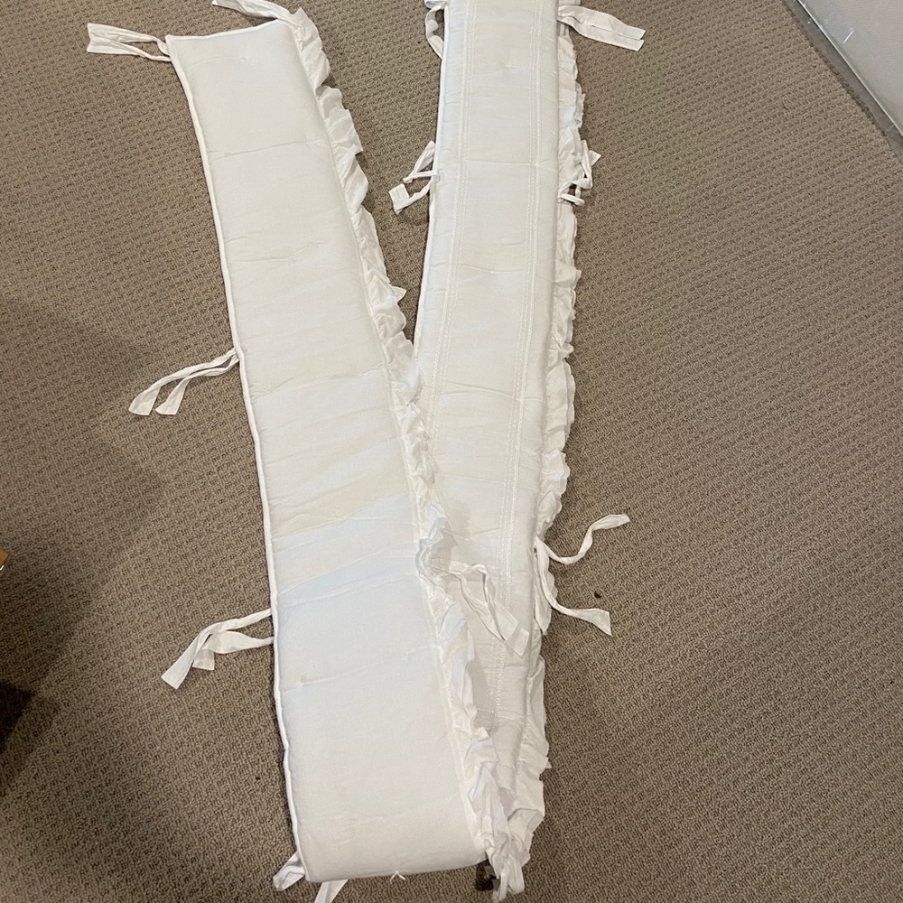 Pottery Barn Sadie Ruffle Crib Bumper in white